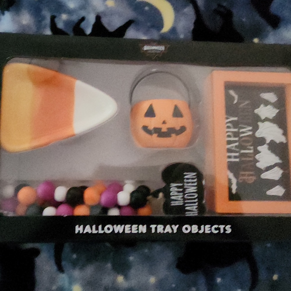NWT HALLOWEEN TiER TRAY SET FALL DECOR/ 🎃👻💜🧡🖤🎃👻